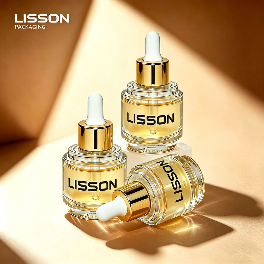 Luxury Heavy-Base Glass Dropper Bottle with Gold Collar
