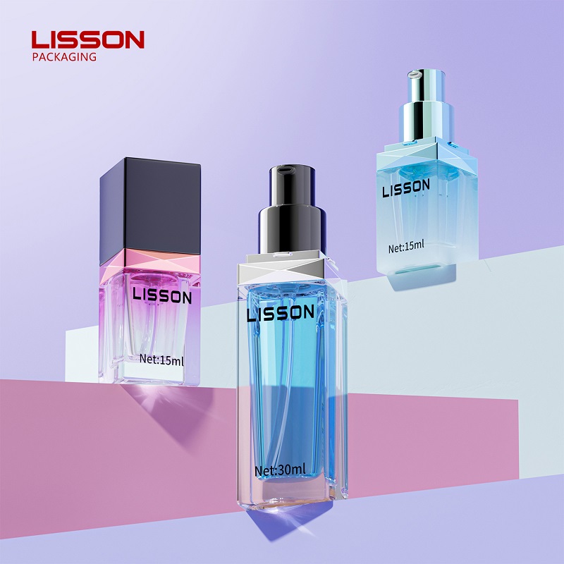 Luxury Square Glass Serum Bottle With Diamond Shoulder
